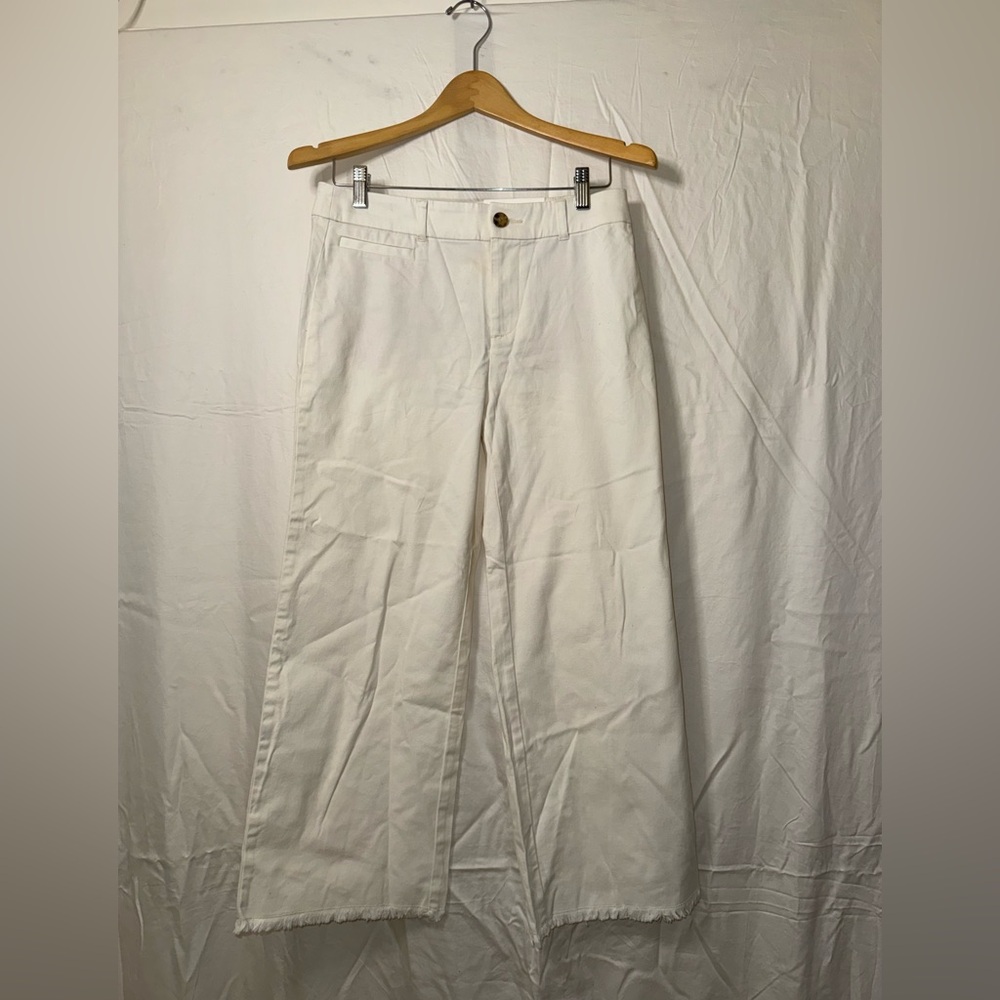 LOFT Off-White High Rise Wide-Leg Pants